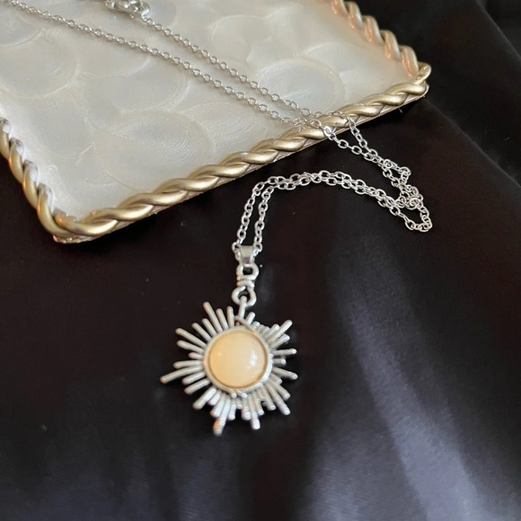 Handcrafted Pearl Sun Pendant Necklace - Picture 3 of 5